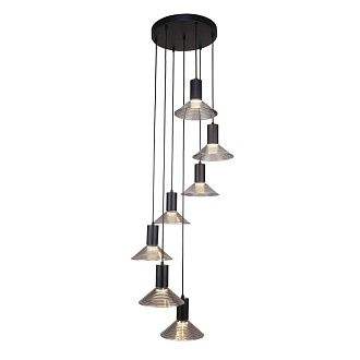 Подвесная люстра 44*120-190 см, 7*LED, 6W, 3000K, F-Promo Feris 4622-7P, черный матовый