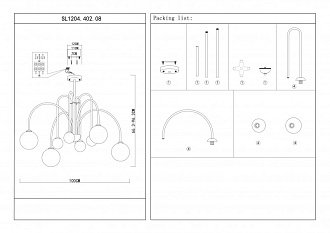 Люстра потолочная 100 см, ST LUCE JINETO SL1204.402.08 Черный