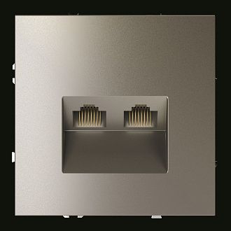 Розетка компьютерная встраиваемая Voltum S70 двойная RJ45+RJ45 кат.6, шелк пластик Soft touch VLS060204