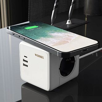 W6513501 Розеточный блок 3-местный + 3 USB + беспроводная зарядка Werkel, 4690389204265