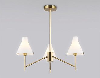 Люстра со стеклянными плафонами на штанге **59- см, 3*E14*40W, K, Ambrella Light High Light LH57131, латунь