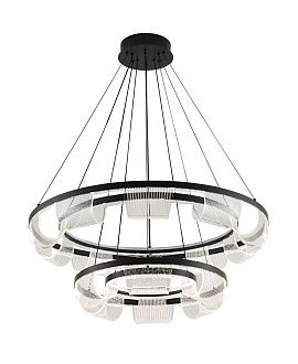 Люстра Ø800 (500) x H1200, мм, 384W 3000K-6500K, BLACK (Черный) NewRgy 3330/800+500 BLACK