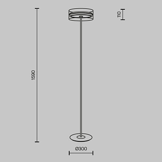 Торшер 160 см, 24W, 3000K, Maytoni Dress code MOD348FL-L24BBS3K, черный-латунь