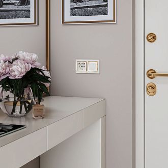 W0021932 Рамка на 2 поста Snabb, слоновая костьзолото Werkel, 4690389160776