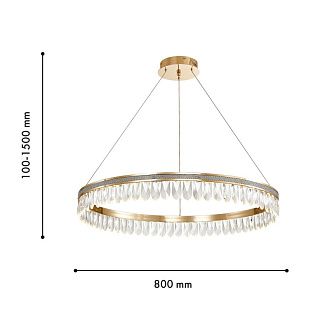 Светильник 80 см, 43W, 3000K, Favourite Palatium 4207-8P, золото