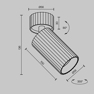 Спот 10*5,6*13,7 см, GU10, 10W, Maytoni Technical calipso C108CL-01-GU10-W белый