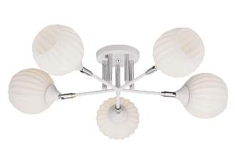 Люстра Ø600 x H225, мм, 5*40W (200W), WT+CH (Белый+Хром) Rilon 4737/5 WT+CH