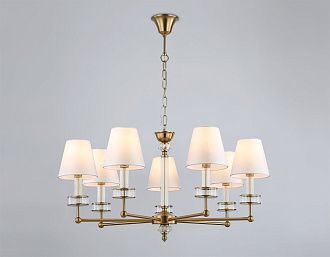 Подвесная люстра с абажурами и хрусталем **44-113 см, 7*E14*40W, K, Ambrella Light High Light LH71023, латунь