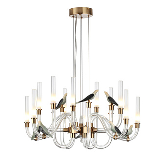 Люстра 72,5*72,5*166,5 см, LED 1*30, 4000 К, Odeon Light Exclusive Lark 5431/30L, золотой (под латунь)/бежевый/зеленый/белый градиент