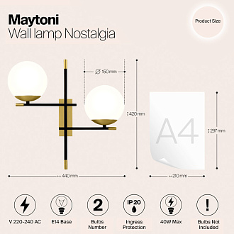 Бра Maytoni Nostalgia MOD048WL-02G, черный-золото