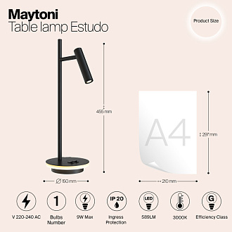 Настольная лампа LED Maytoni Estudo Z010TL-L8B3K Черный