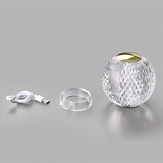 Настольный светильник 11*11*12 см, 1 LED*2W, 4000 К, Odeon Light Crystal, золотой 5008/2TL