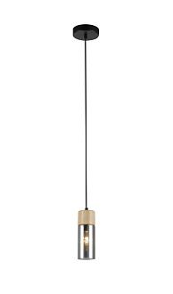 Подвесной светильник Ø100 x H800, мм, 1*40W, BLACK+WOOD(Чёрный+Дерево) Rilon 74803/1P BLACK+WOOD