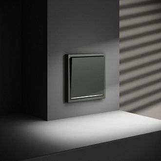 Выключатель встраиваемый Voltum S70 одноклавишный с подсветкой 10А, титан пластик Soft touch VLS010206