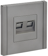 Розетка компьютерная 2-ая RJ45 кат.5E FP533 стальной IEK FORTE&PIANO, FP-K20-1-K46
