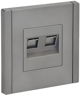 Розетка компьютерная 2-ая RJ45 кат.5E FP533 стальной IEK FORTE&PIANO, FP-K20-1-K46