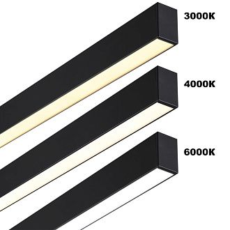 Светильник 180*4*6- см, 1*LED*60W, 3000/4000/6000K, Novotech Fatto Over 359607, черный,  линейный с переключателем цветовой температуры