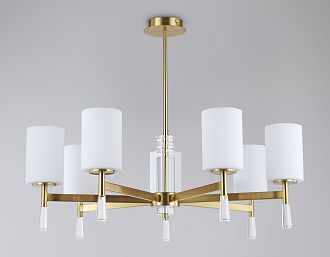 Люстра со стеклянными плафонами на штанге **59- см, 7*E27*60W, K, Ambrella Light High Light LH56263, латунь