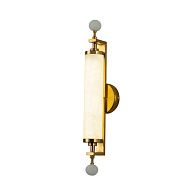 Бра Favourite Plunger 3011-2W, D105*W100*H500, латуни, плафон из искусственного белого мрамора, стеклянный декор по краям