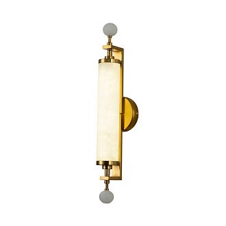 Бра Favourite Plunger 3011-2W, D105*W100*H500, латуни, плафон из искусственного белого мрамора, стеклянный декор по краям