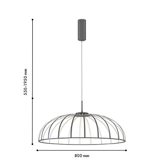 Подвесная люстра 80*195 см, 70W, Favourite Vertex 4285-8P Матовый серый и белый акрил