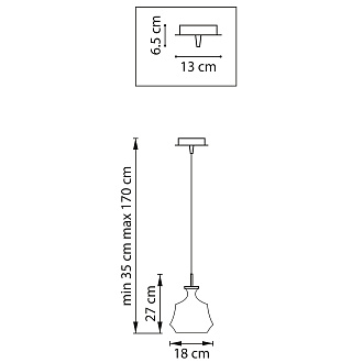 Подвес 18*35/170 см, 1*E14*10W Lightstar Forma 808023 шампань/коньяк