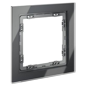 Рамка стеклянная Voltum S70 на 1 пост, графит, стекло Стекло/пластик  VLS110107