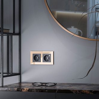 W0021111 Рамка на 2 поста Favorit, шампань,стекло Werkel, 4690389159596