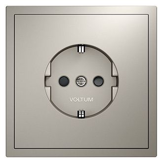 Розетка встраиваемая Voltum S70 с заземлением и защитными шторками, 16А, кашемир пластик Soft touch VLS040203