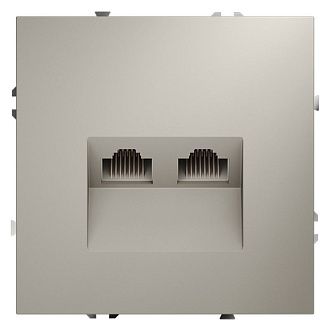 Розетка компьютерная встраиваемая Voltum S70 двойная RJ45+RJ45 кат.6, кашемир пластик Soft touch VLS060203