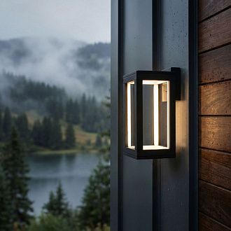 Уличный настенный светодиодный светильник Frame 3000K чёрный 1527 TECHNO LED черный Elektrostandard  4690389219108, a072090