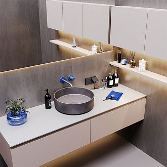 Розетка встраиваемая Voltum S70 с заземлением, защитными шторками и крышкой 16А, графит пластик Soft touch VLS040307