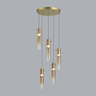 Люстра каскадная 40*40*150 см, 5 LED*5W, 3000 К, Odeon Light Scrow, золотой 5058/25LA