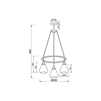 Подвесная люстра  52*95 см, 3*E27 черный, медь Vele Luce Norina VL5842P03