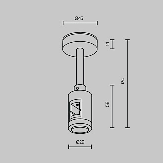 Подвесной комплект 2,9*2,9*12,4 см, Maytoni Technical Magnetic trаck system Flarity латунь TRA156C-S1-BS латунный