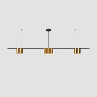 Подвесной светильник 150*5,6*208,9 см, 7*GU10, 105W, Denkirs Orbit DK4063-BK+SG черный