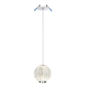 Подвес 11*11*263,5 см, 1 LED*5W, 4000 К, Odeon Light Crystal, хром 5007/5LA
