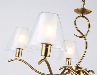 Подвесная люстра со стеклянными плафонами **79- см, 5*E14*40W, K, Ambrella Light High Light LH57091, латунь