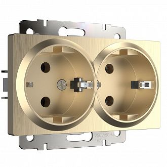 W1172010 Розетка двойная с заземлением, шампань рифленый Werkel, 4690389160585
