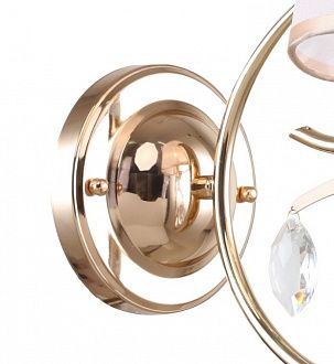 Бра F-Promo Charm 2756-1W, D265*W170*H285, французское золото, плафон из белой ткани с золотой лентой, подвес из хрусталя высшего качества