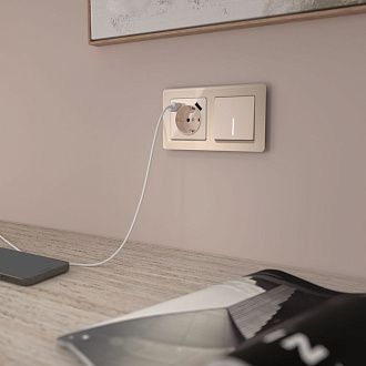 W1110143 Выключатель одноклавишный с подсветкой, айвори акрил Werkel, 4690389196997