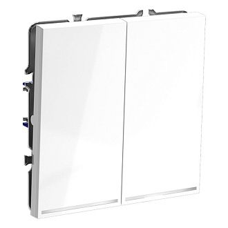 Выключатель встраиваемый Voltum S70 двухклавишный с подсветкой 10А, белый  пластик  VLS020201