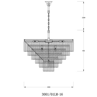 Подвесная люстра Divinare Nova 3001/01 LM-16, диаметр 100 см, черный-хрусталь