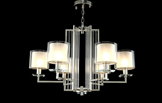 Люстра 74 см, Crystal Lux NICOLAS SP-PL6 NICKEL/WHITE никель/прозрачный