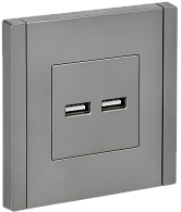 Розетка USB A+A 3,1А FP549 стальной IEK FORTE&PIANO, FP-U21-D31-K46