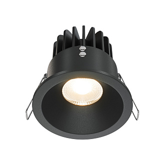 Светильник, 8.5 см, 12W, 3000К, черный, теплый свет, Maytoni Yin DL034-2-L12B, встраиваемый LED, вр 7,5 см
