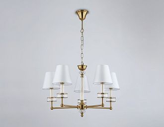 Подвесная люстра с абажурами и хрусталем **44-113 см, 5*E14*40W, K, Ambrella Light High Light LH71021, латунь