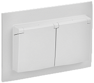 SKANDY Розетка 2-я с кр. 16А в сб IP44 SK-R12W арк. бел. IEK, SK-R26-16-44-K01-F