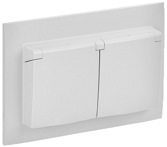 SKANDY Розетка 2-я с кр. 16А в сб IP44 SK-R12W арк. бел. IEK, SK-R26-16-44-K01-F