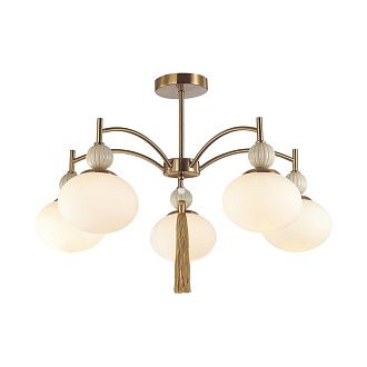 Люстра потолочная *69,5*43-43 см, 5*E14*40W, Lumion Gloriya LUM8272/5C, латунь; бежевый